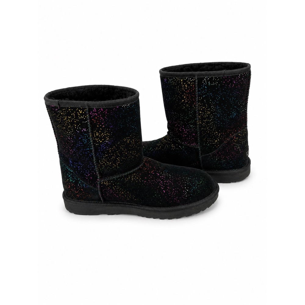 UGG Classic Short II Black Rainbow Glitter Suede Boots 1157708K 6 - Picture 5 of 8